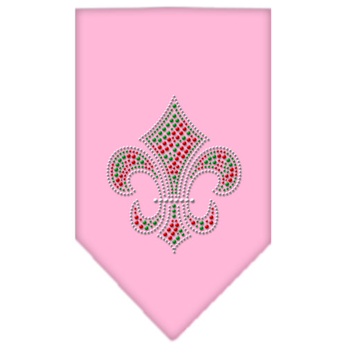 Christmas Fleur De Lis Rhinestone Bandana Light Pink Large